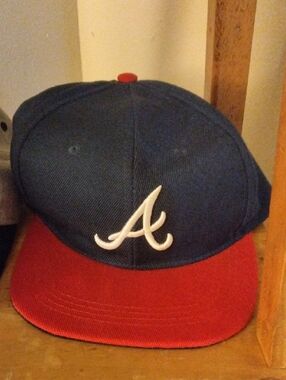 Navy and Red Baseball Cap with White Script Logo